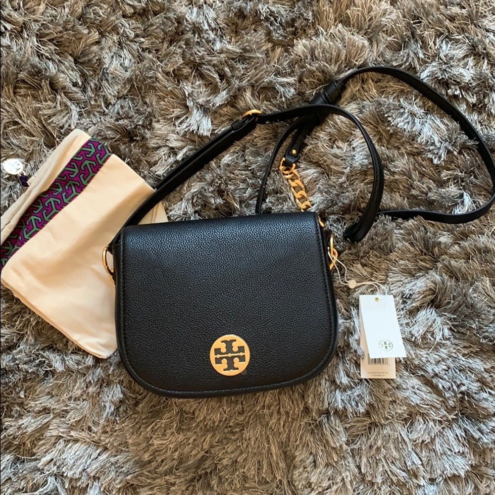 NWT🌸 Tory Burch Everly Leather Flap Saddle Bag - Picture 2 of 7